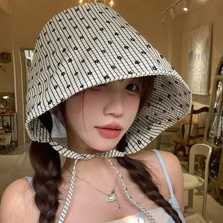 หมวกกันแดด แบบมีสายรัด ลายดอกไม้ 5 สีให้เลือก ปีกกว้างกันแดดได้ดี ผ้าสบาย ใส่ไปทะเล/ไปเที่ยวได้เลย Y2K