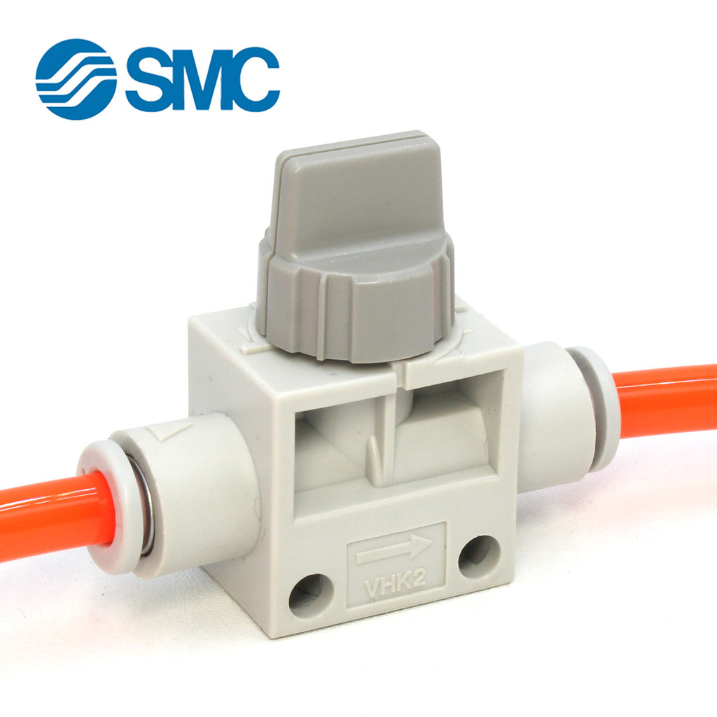 SMC วาล์วด้วยตนเองวาล์วสวิตช์นิวเมติก VHK2 สองทางสามทาง VHK3-04F-06F-08F-10F-12F วาล์วนิวเมติก