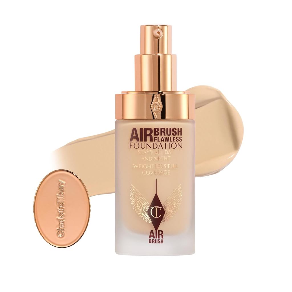 Charlotte Tilbury Airbrush Flawless Matte Foundation - แต่งหน้าของเหลวเต็มรูปแบบด้วย - Matte Finish - oothes & Blurs Pores - กันน้ําและทนต่อการถ่ายโอน