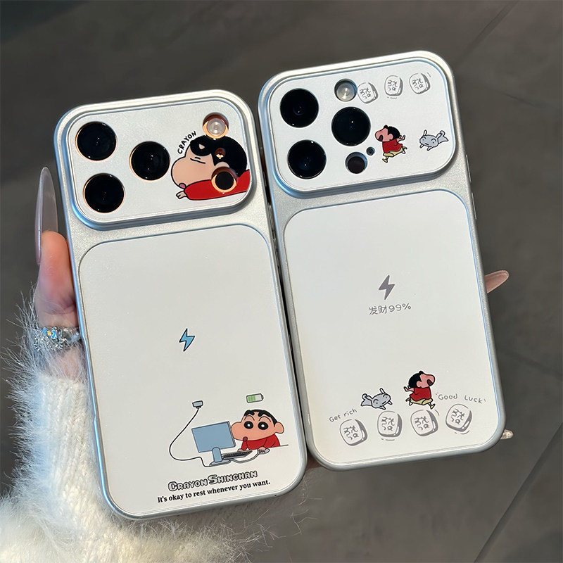 การ์ตูนการ์ตูนชาร์จ Status Shin-Chan เหมาะสําหรับ Apple 17Promax เคสโทรศัพท์ iPhone16pro13 Xiaomi 15