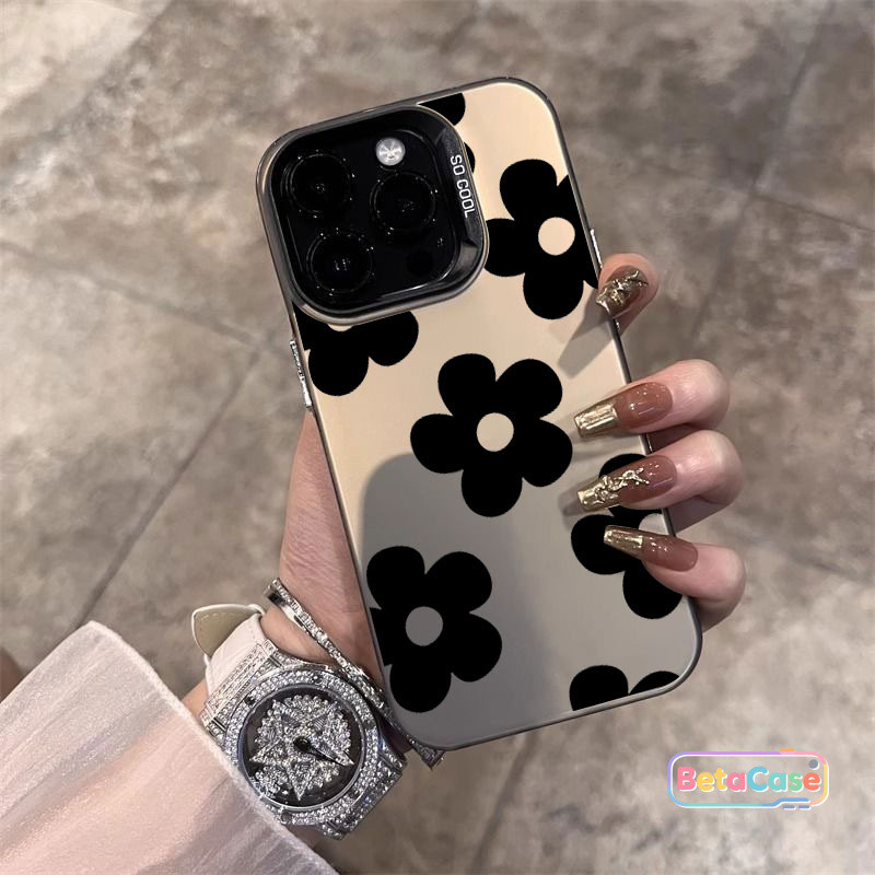 เคส IMD ดอกไม้ดำหวานใหม่ เท่ห์ไม่เหลือง รองรับ iPhone 17/16/15/14/13/12/11/11Pro/Plus/Max/XR/XS Max/X/8/7/6