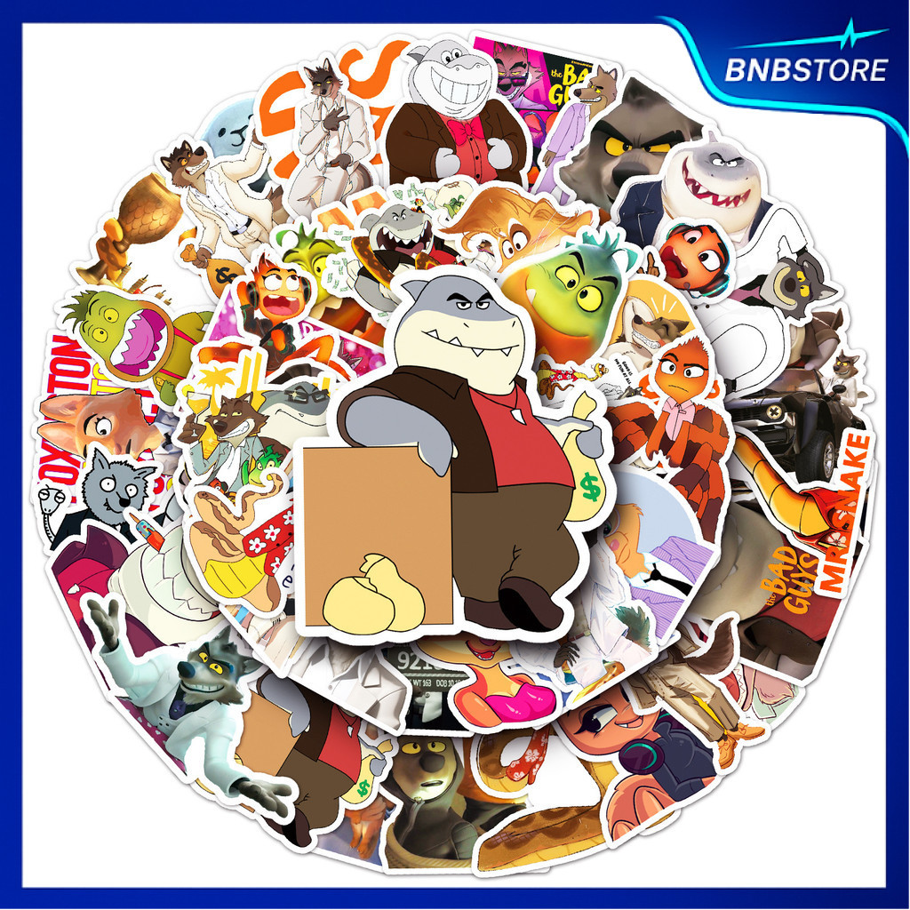 🍀ส่งจากไทย🍀 50แบบ สติกเกอร์ การ์ตูน วายร้ายพันธุ์ดี the bad guys party animate cartoon sticker พร้อมส่ง
