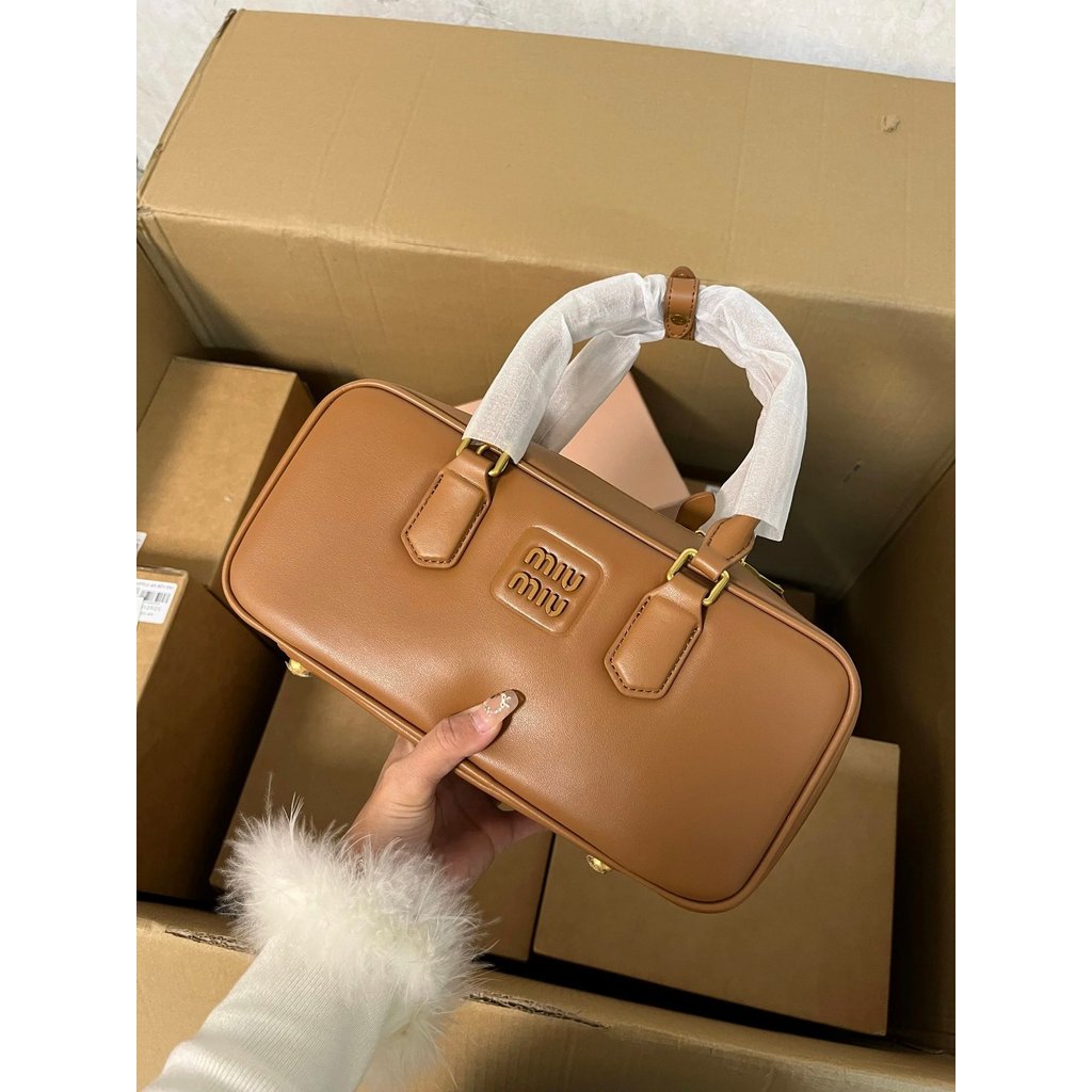 Muse Arcadie Bowling Arcadie Bowling Bag Boston Briefcase Zipper Bag Small Square Leather Pillow Fem
