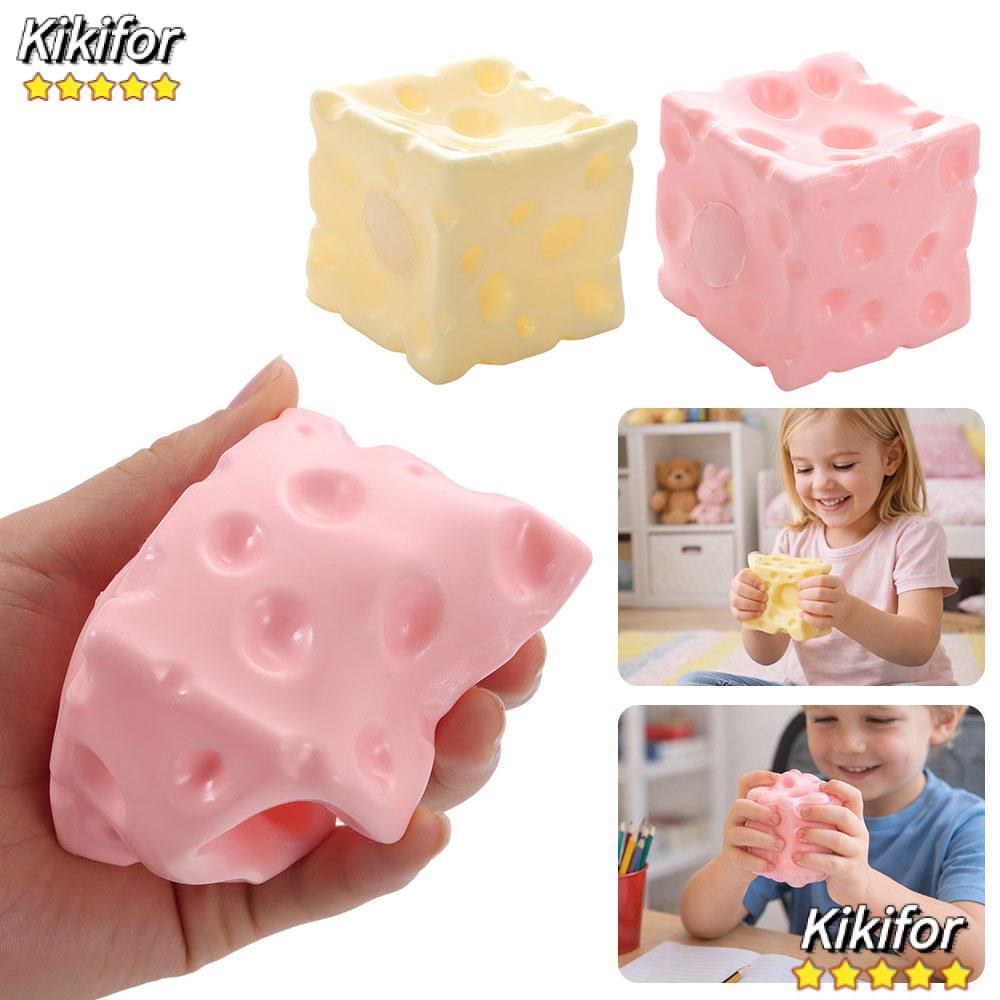 KIKIFOR Jumbo Cheese Cube Stress Ball, Anti-Stress Shapeable Cheese Squeeze Fidget Toy, Squishy Text