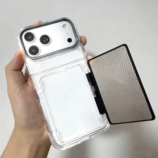 Luxury Hybrid PC + TPU ผู้ถือบัตรเคสโทรศัพท์สําหรับ iPhone 17 Pro Max 16 15 Pro Max 14 13 Pro Max 14 15 16 Plus 17 Air 16 Pro Max กันกระแทกโปร่งใสกระเป๋าสตางค์นุ่มปกหลัง