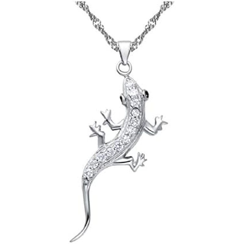 Uloveido แฟชั่น Cubic Zirconia Pave Gecko Lizard สร้อยคอสัตว์จี้ Lucky Amulet สร้อยคอ N1012