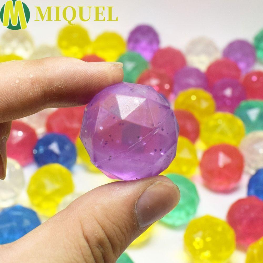 MIQUELZA 6 ชิ้น Diamond Bouncy Ball, Bouncy ของเล่นสายรุ้งสียาง Bouncy Ball, Creative ขนาดใหญ่สุ่ม C