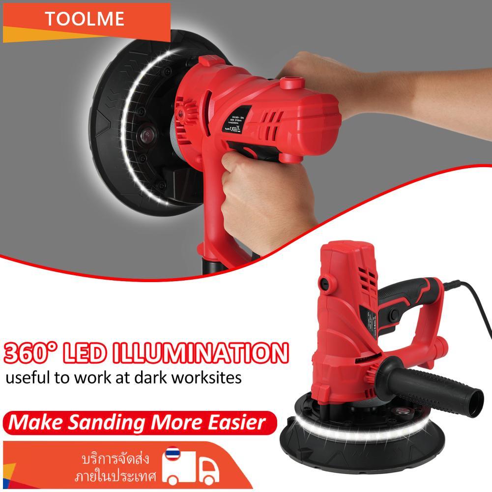 Drywall Sander Geevorks 7 มือถือ 850W พร้อมสูญญากาศ 6 ความเร็วตัวแปร 1500-2600 RPM ไฟฟ้า 360 ° ไฟ LE