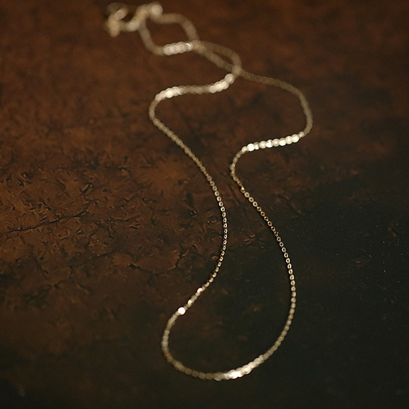 สไตล์พื้นฐาน S925 เงินสเตอร์ลิง 14k Gold All-Match โซ่ธรรมดาเงาบาง k สร้อยคอทอง O-Shaped Clavicle CH