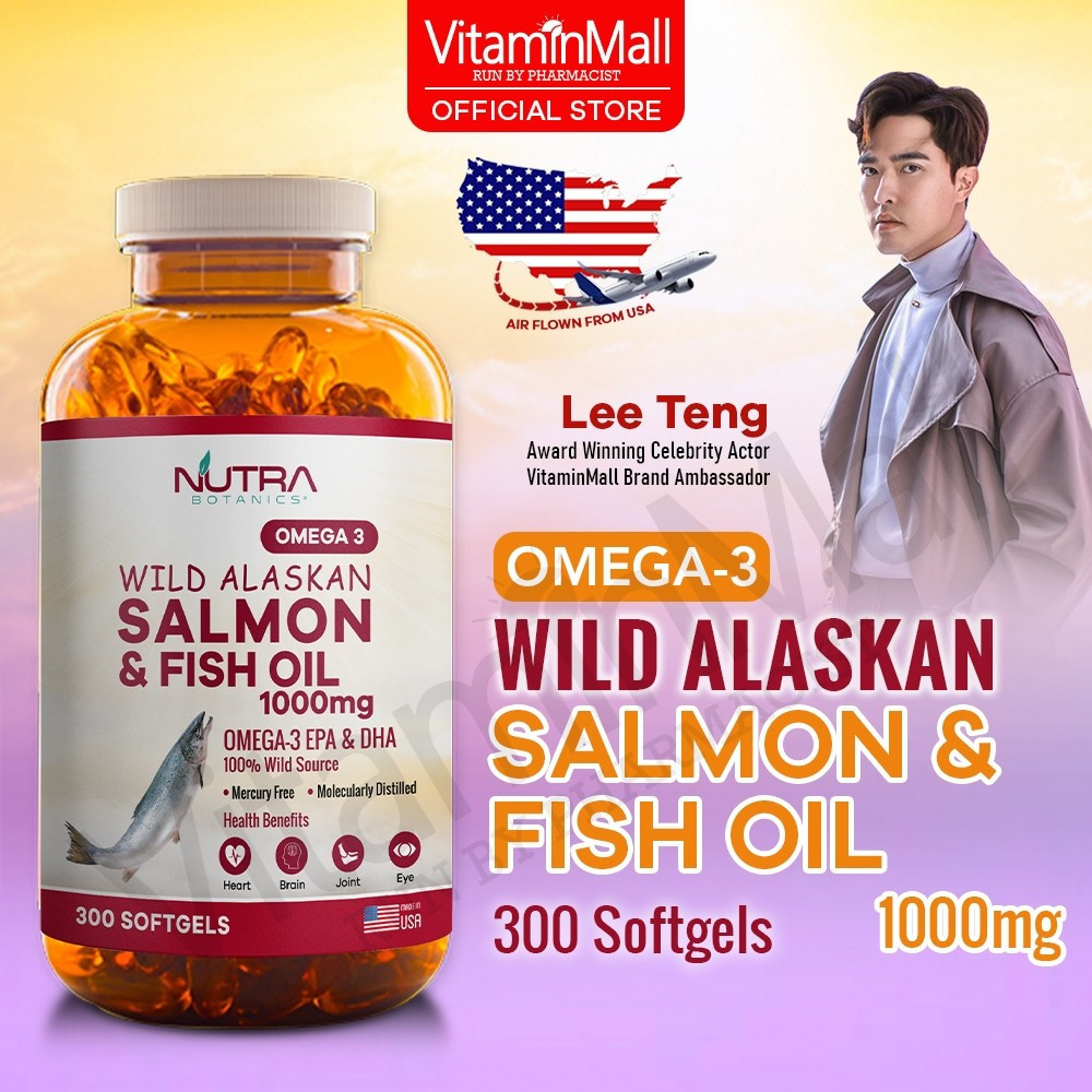 Nutra Botanics Wild Alaskan Omega 3 Salmon Fish Oil 1000mg - น้ํามันปลาโอเมก้า 3 - 300s