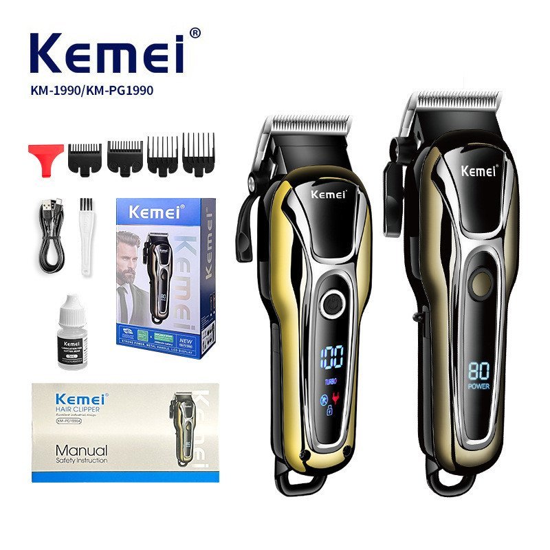 Kemei Beauty Hair Clipper Kemei แรงดันไฟฟ้าเงียบ Clipper ขายส่งไฟฟ้า Clipper น้ํามันหัว km-1990 หมาย