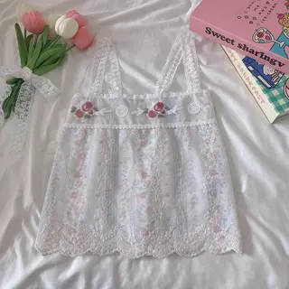 Flower look สายเดี่ยวลูกไม้ ผ้าฉลุลูกไม้ กางเกงลูกไม้ น่ารักมาก t6+t16