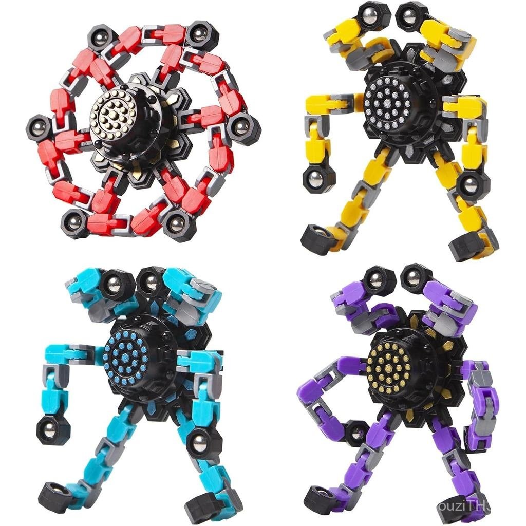Gokeey Transformable Fidget Spinners ของเล่น 4 ชิ้นสําหรับเด็กและผู้ใหญ่ความเครียดบรรเทา Sensory ของ