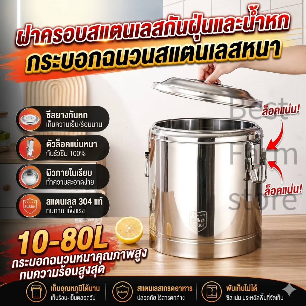 ✈จัดส่งภายใน 12 ชั่วโมง✈ ถังน้ำแข็งสแตนเลส, ถังใส่น้ำชานม, กระป๋องใส่ชา, ถังชาเก็บความร้อน, ภาชนะเก็บความร้อน