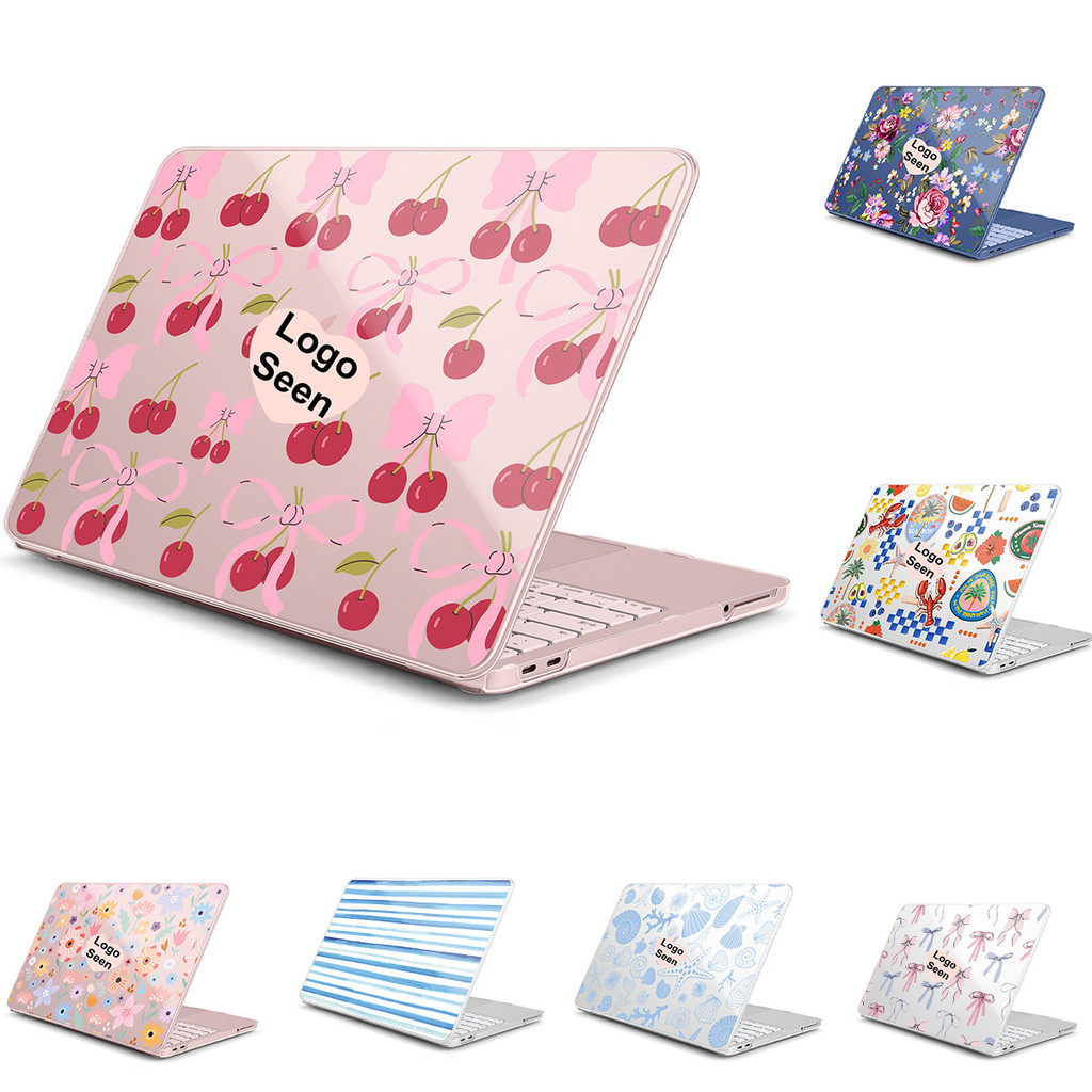Coquette Cherry Bow สําหรับ MacBook Neo 13 A3404 กรณีน่ารักสีชมพูเชอร์รี่ริบบิ้น Hard Shell โลโก้ที่มองเห็นได้ Anti-Scratch แล็ปท็อป Protector
