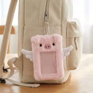 OUTOPEN กระเป๋าใส่บัตรนักเรียน OUTOPEN สไตล์การ์ตูนสัตว์ น่ารักเหมือน puppy, angel pig และ mouse สำหรับพวงกุญแจ