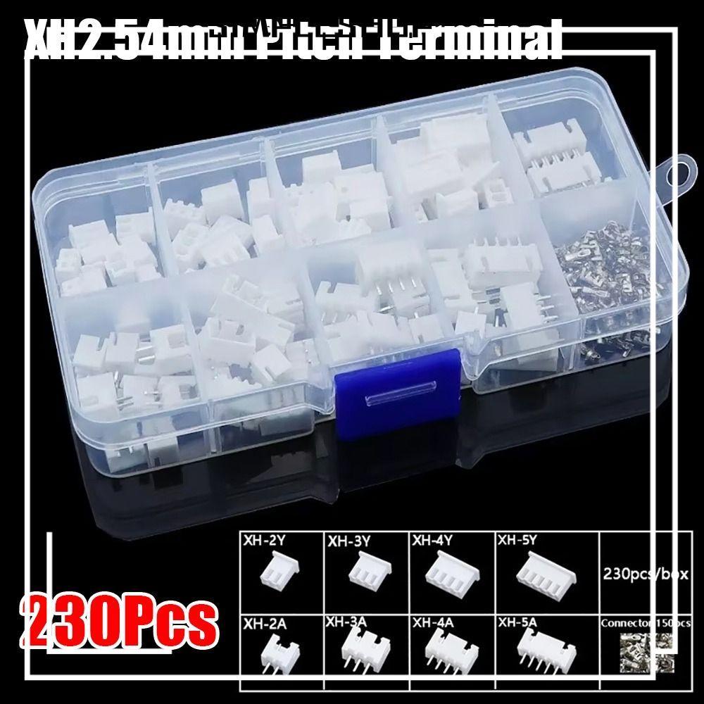 SIMPLESHOP 230 ชิ้น 2.54 มิลลิเมตร Pitch Terminal, ชายและหญิง XH2.54 Pin Connector, 4 ค่า 2p 3p 4p 5