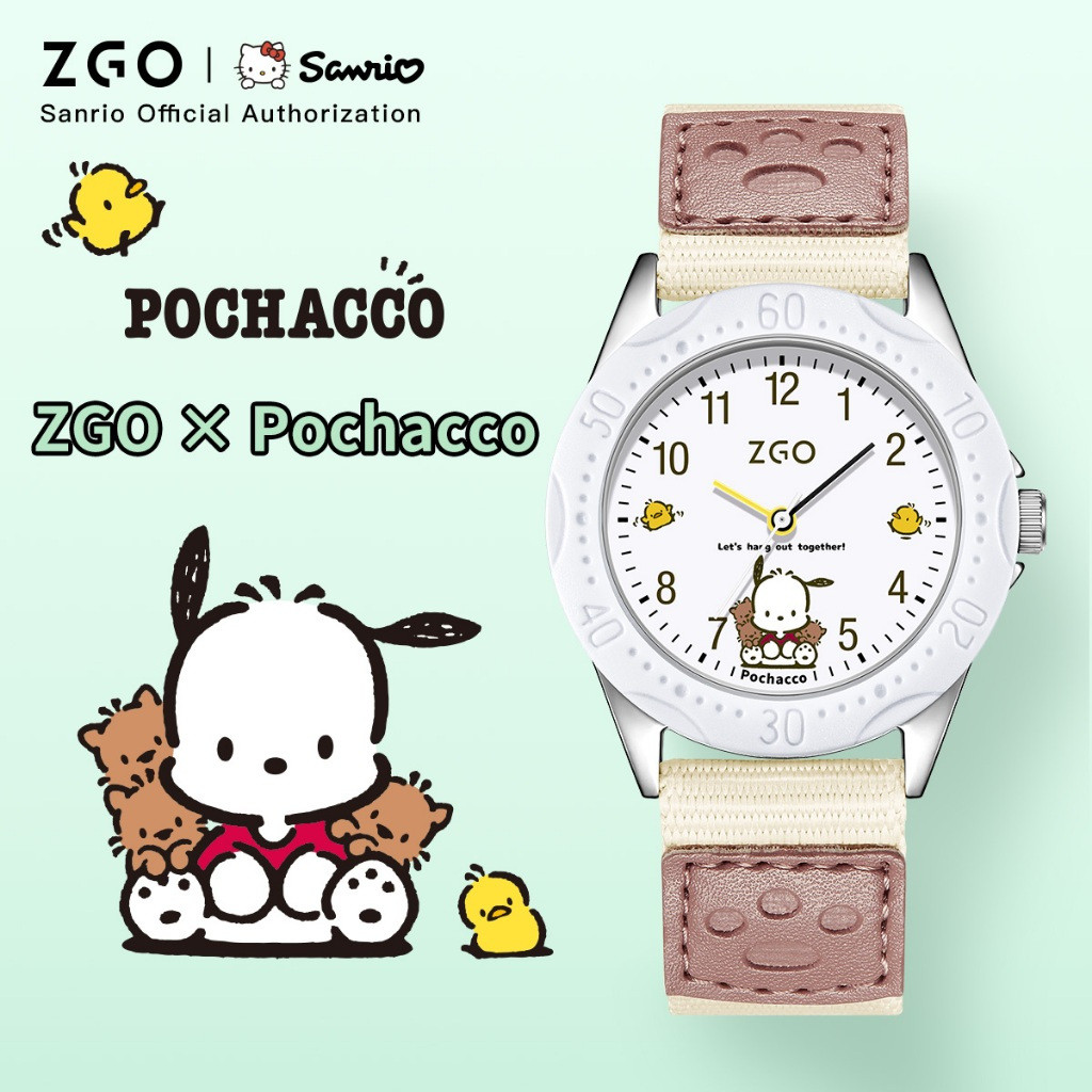 【แถมกล่อง】ZGO x Sanrio Pochacco นาฬิกากันน้ํา 30M กันกระแทก จาก  สำหรับเด็กชายและหญิง โมเดล ของขวัญน่ารักๆ ในรั้วโรงเรียน 336