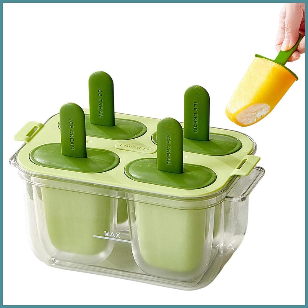 Ice Pop Mold 4 Cavity Easy Release Drip-Proof Non-Stick Ice Pop Maker แม่พิมพ์สําหรับตู้แช่แข็งตู้เย
