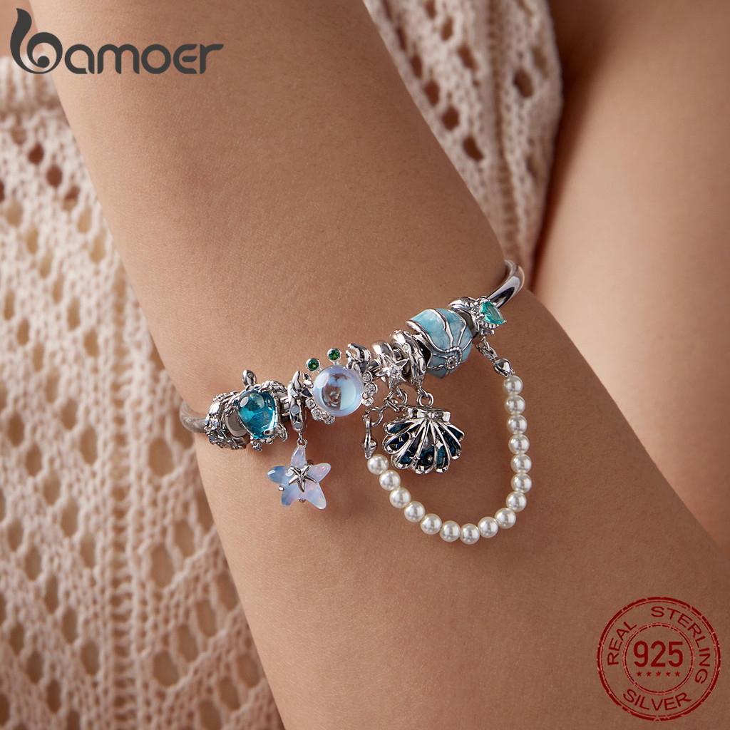Bamoer خرز فضة S925 بموضوع المحيط DIY