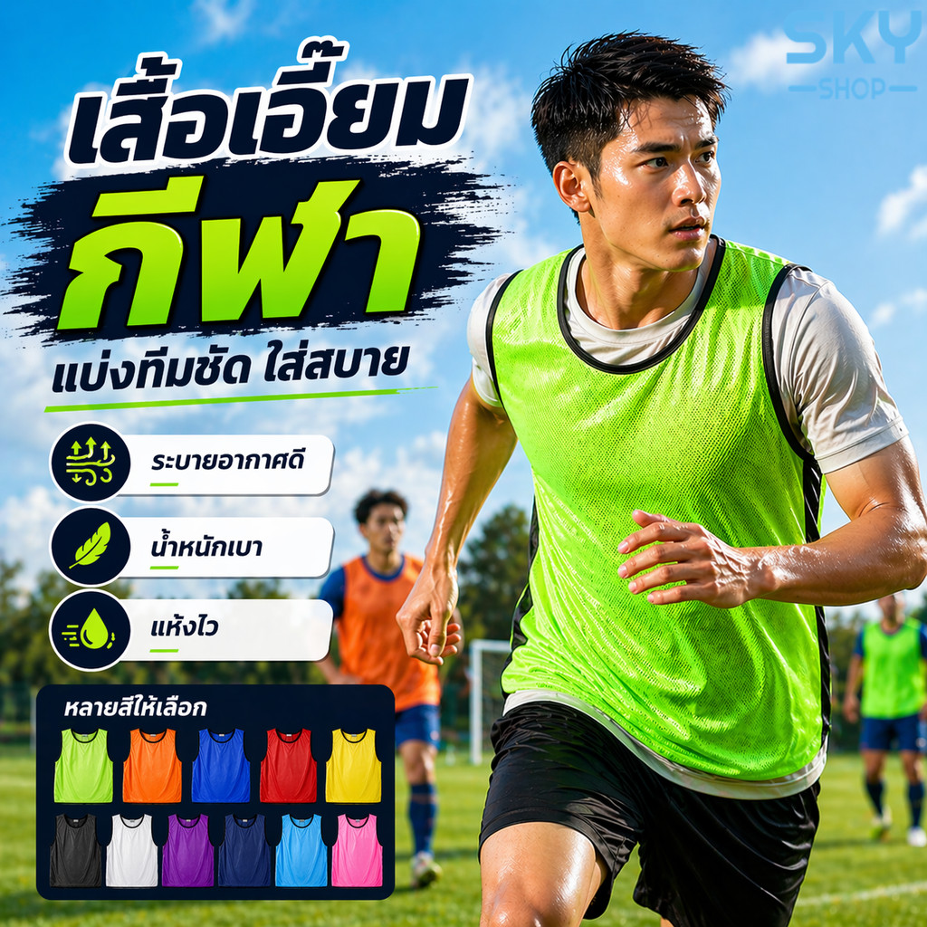 SKY เสื้อเอี๊ยมกีฬา เสื้อแบ่งทีม ฟุตบอล บาสเก็ตบอล ฝึกซ้อม ระบายอากาศดี แห้งไว น้ำหนักเบา Training Vest Sports Shirt