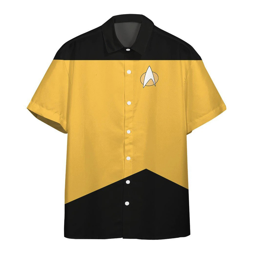 เสื้อฮาวายแขนสั้น พิมพ์ลาย Star Trek Lapel Top ไซส์ใหญ่ เสื้อลำลองสำหรับผู้ชาย