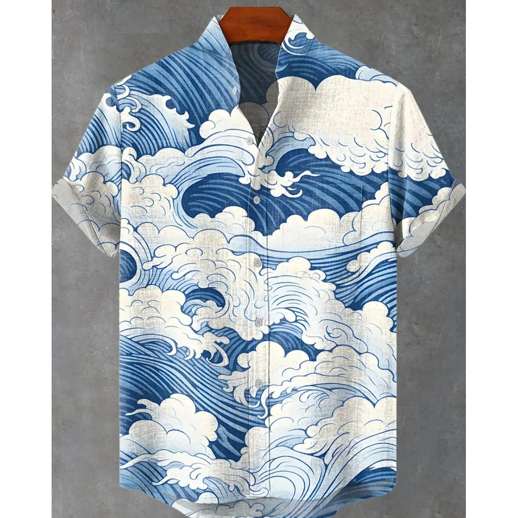 เสื้อเชิ้ตลายสวยงามสำหรับผู้ชาย เสื้อฮาวายแขนสั้นสำหรับฤดูร้อน ซูอาห์ ZPJB