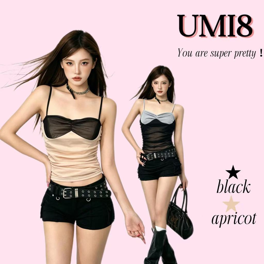 UMI8💝【ในสต็อก】💝 เสื้อสายเดี่ยวสีดำสไตล์ไทยสุดสวยสำหรับผู้หญิง ต้นฤดูร้อนปี 2026 - เสื้อแขนกุดที่สวยงามและไม่เหมือนใคร