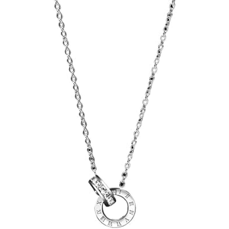 925 Sterling Silver Interlocking Circles Necklace, Interlock Rings Necklace For Women, Silver Double