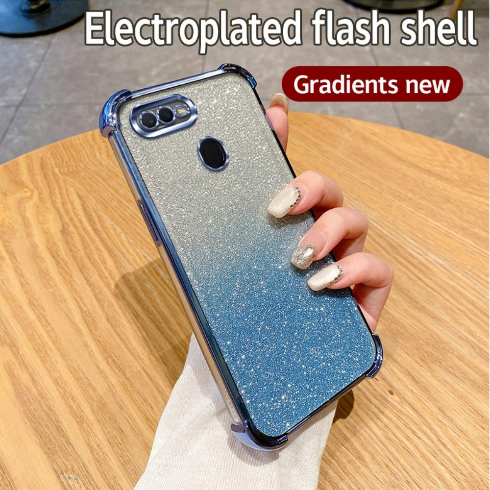 หรูหราGradient GlitterสําหรับOPPO A12 A12e A7 AX7 A7X A5S AX5S AX5 A3Sกันกระแทกซิลิโคนนุ่มชุบฝาครอบ