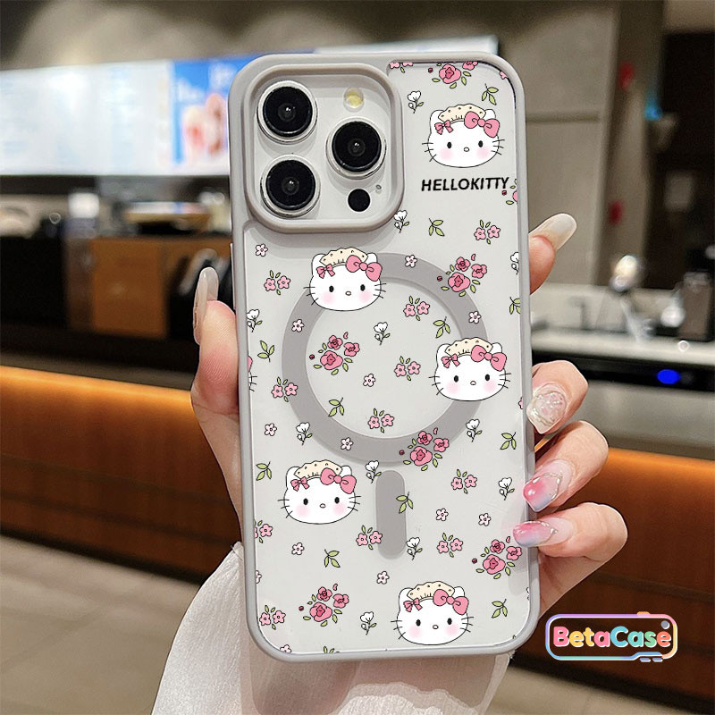 เคสโทรศัพท์ลายแมวสีชมพู น่ารักหวาน แบบดูดแม่เหล็ก รองรับ iPhone 12 13 14 15 16 17 13Pro 14Pro 15Pro 16Pro Max Plus ราคา ถูกที่สุด ดีลบีเคเค รูปภาพหลัก
