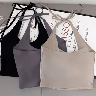 【YOGATRUTH】(พร้อมแผ่นรองเสริมแบบถอดไม่ได้) เสื้อกล้ามโยคะ/สปอร์ตบราแบบสายคล้องคอ เหมาะสำหรับออกกำลังกายในยิมและเต้นรำ