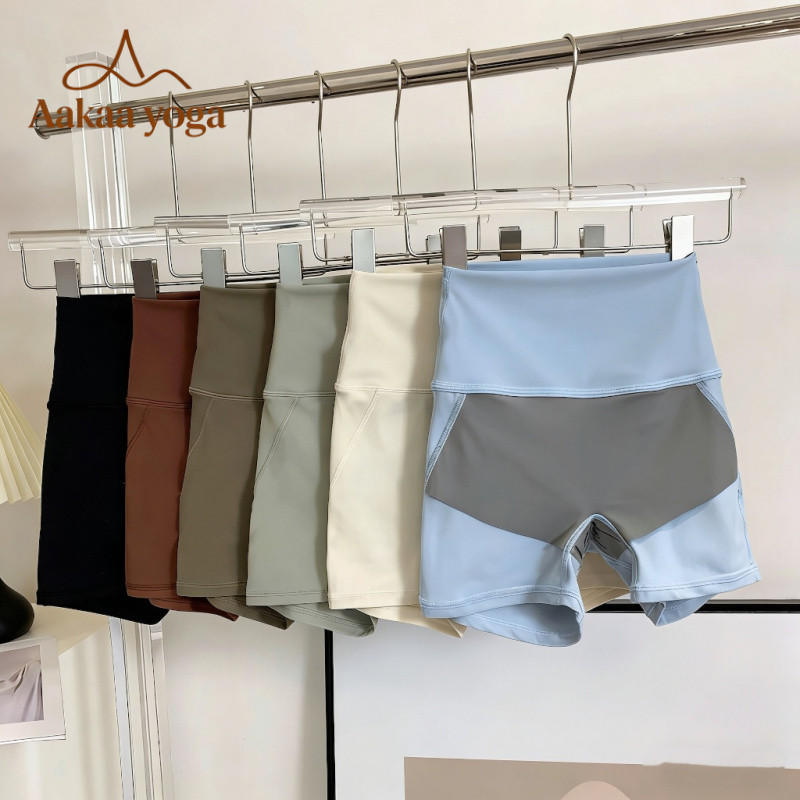 กางเกงขาสั้นโยคะยกสะโพกก้นเอวสูงต้านเชื้อแบคทีเรีย T-Free Zero-Feel Gym Hot Pants