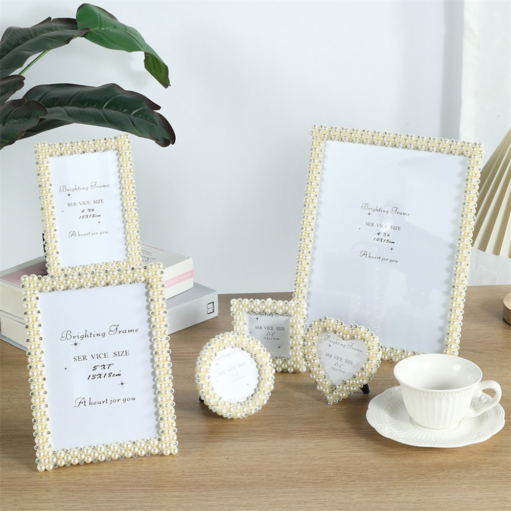 Creative White Pearl เรซิ่น 10 ซม. 6/7/8/10/12/A4 กรอบรูปตาราง Photo Studio กรอบรูป UYOQ