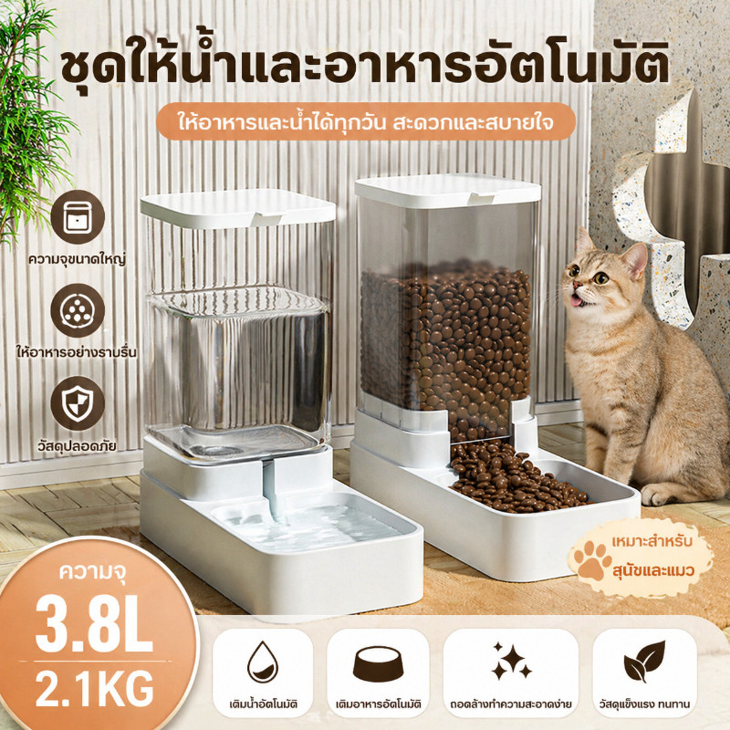เครื่องให้อาหารสัตว์เลี้ยง เครื่องให้น้ำและอาหารสัตว์เลี้ยงอัตโนมัติ  ที่ให้อาหารอัตโนมัติ