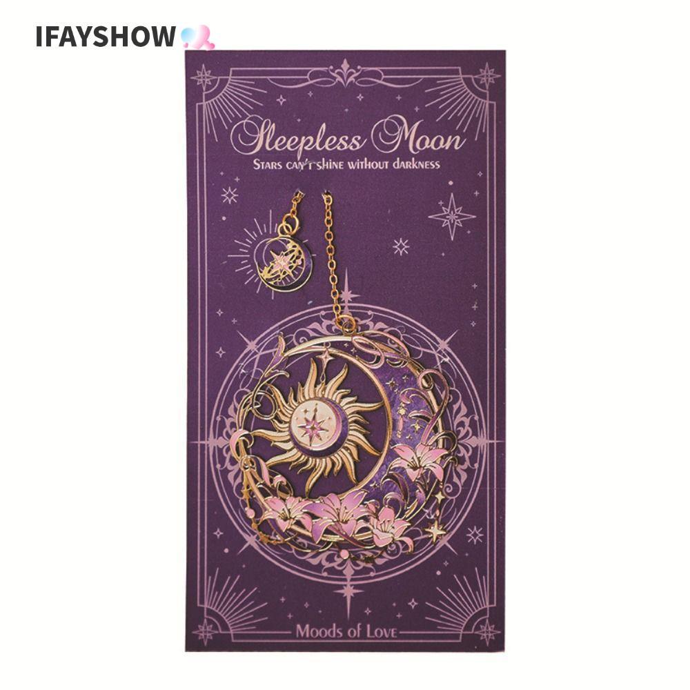 IFAYSHOW ที่คั่นหนังสือ, ดอกไม้ลม Snow Moon พร้อมคลิปหนังสือโซ่, มัลติฟังก์ชั่นสีสันสดใส Bronzing หนังสือโลหะหน้า Mark เครื่องมือโรงเรียน Office