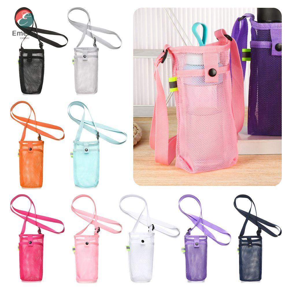 Emeray Sport Water Bottle Cover Travel Outdoor Visible Bag With Strap Mesh Cup Pouch