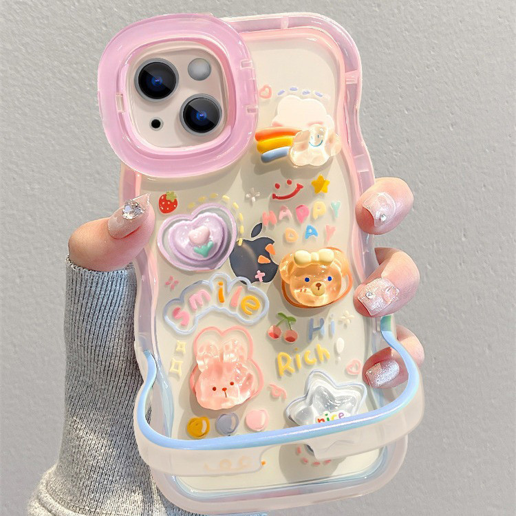 เหมาะสําหรับ Apple 15pro เคสโทรศัพท์ iPone14 Gradient Cloud ตุ๊กตา 13/12 น่ารัก Dual Bracket 17/16Re