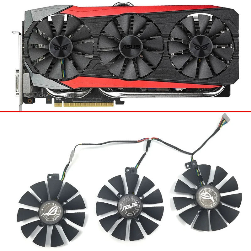 NEW พัดลมระบายความร้อน T129215SU PLD09210S12HH สําหรับ ASUS Strix RX480 RX 580 GTX 980Ti R9 390 390X