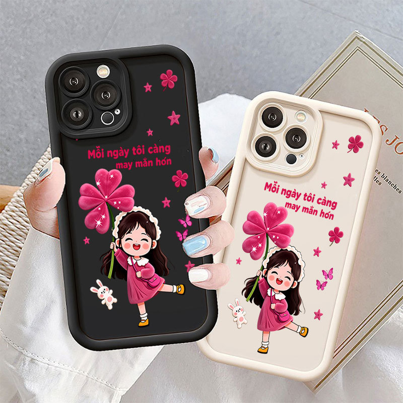การ์ตูน Four Leaf สาวเคสโทรศัพท์สําหรับ Xiaomi 15T 14T 13T 11T Pro POCO X7 X6 M6 Pro C65 C75 C61 M5S
