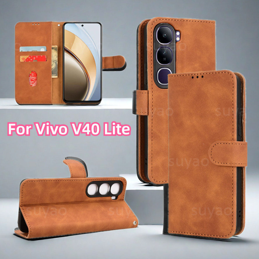 ฝาครอบหนังสําหรับ Vivo V40 Lite V40Lite Y200 Y19S Pro 4G 5G เคสโทรศัพท์ Stand Holder กระเป๋าสตางค์แม