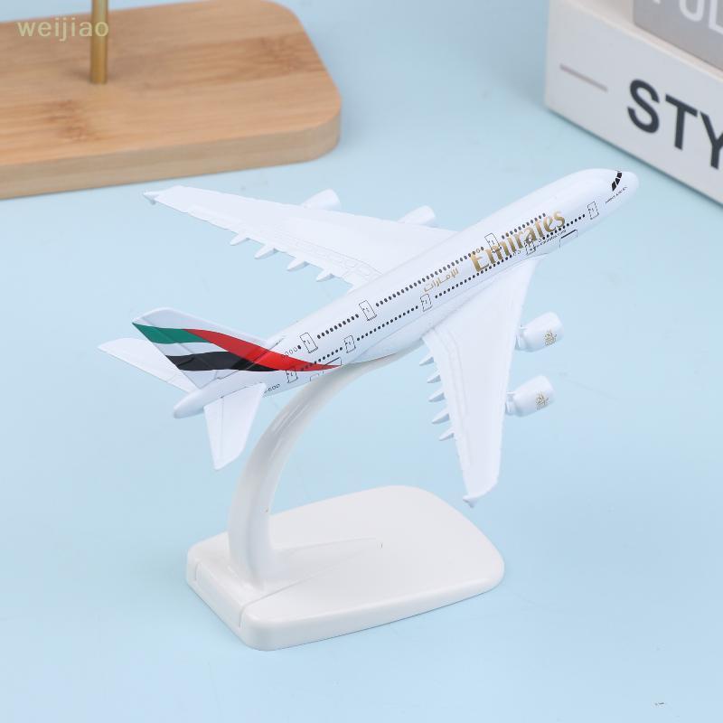 [WEI] 1 ชุด Airbus A380 14 ซม.เครื่องบินรุ่น Emirates โลหะจําลองวัสดุโลหะผสมเครื่องบินการบินจําลองเค