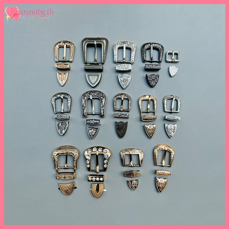 RENBG เซตสามชิ้นVintage แกะสลัก เข็มขัด DIY สำหรับคาวบอยตกแต่ง
