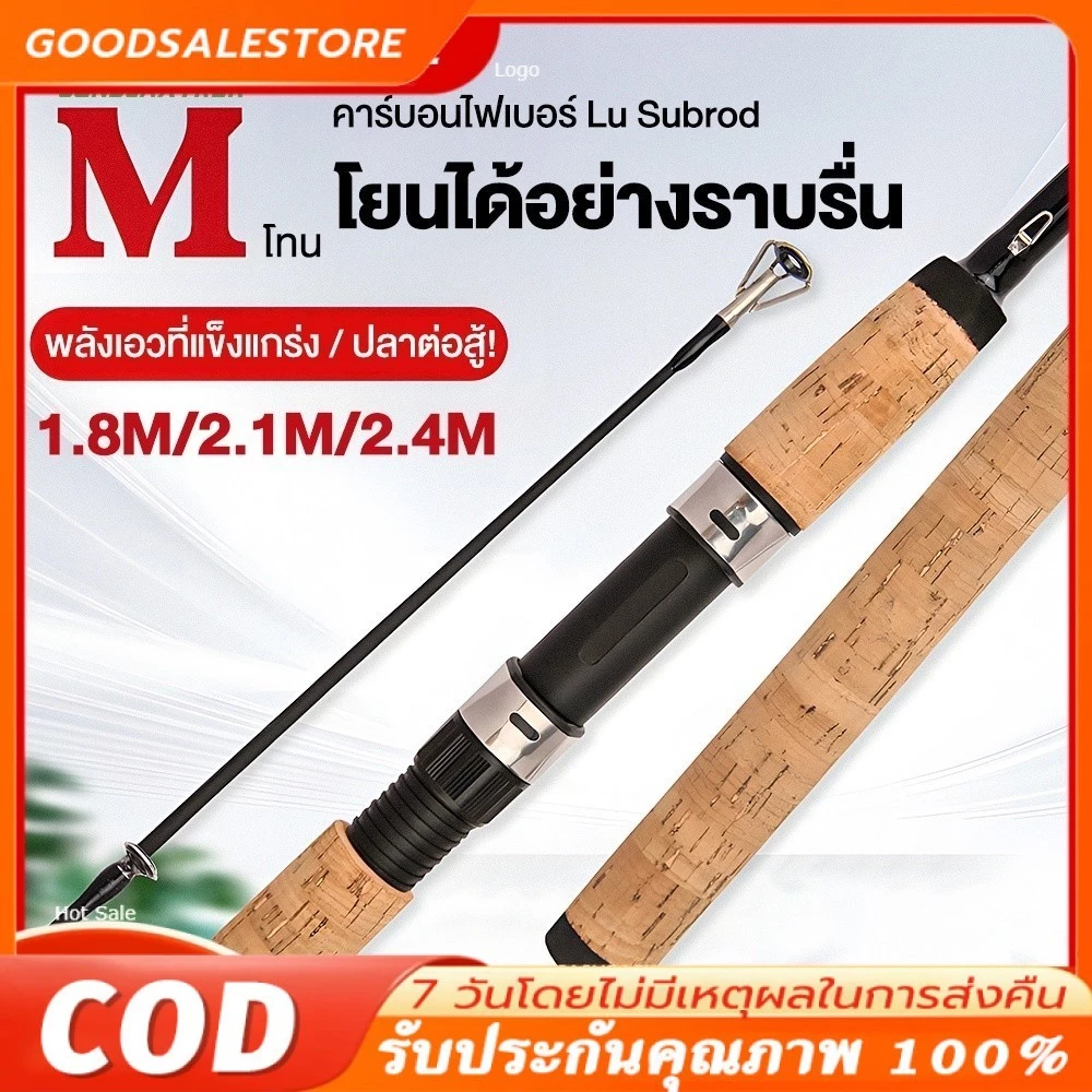 คันเบ็ดตกปลา UL คาร์บอนไฟเบอร์ 1.68/1.8/2ม. แหวนคู่มือเซรามิก ด้ามจับไม้ก๊อกแบ่งส่วน Spinning Casting