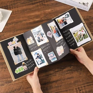 ร้านอยู่ที่ไทย สมุดอัลบั้มรูปภาพ กระดาษคราฟท์ 7นิ้ว 8นิ้ว พับได้ DIY 34หน้า ของขวัญวันเกิด