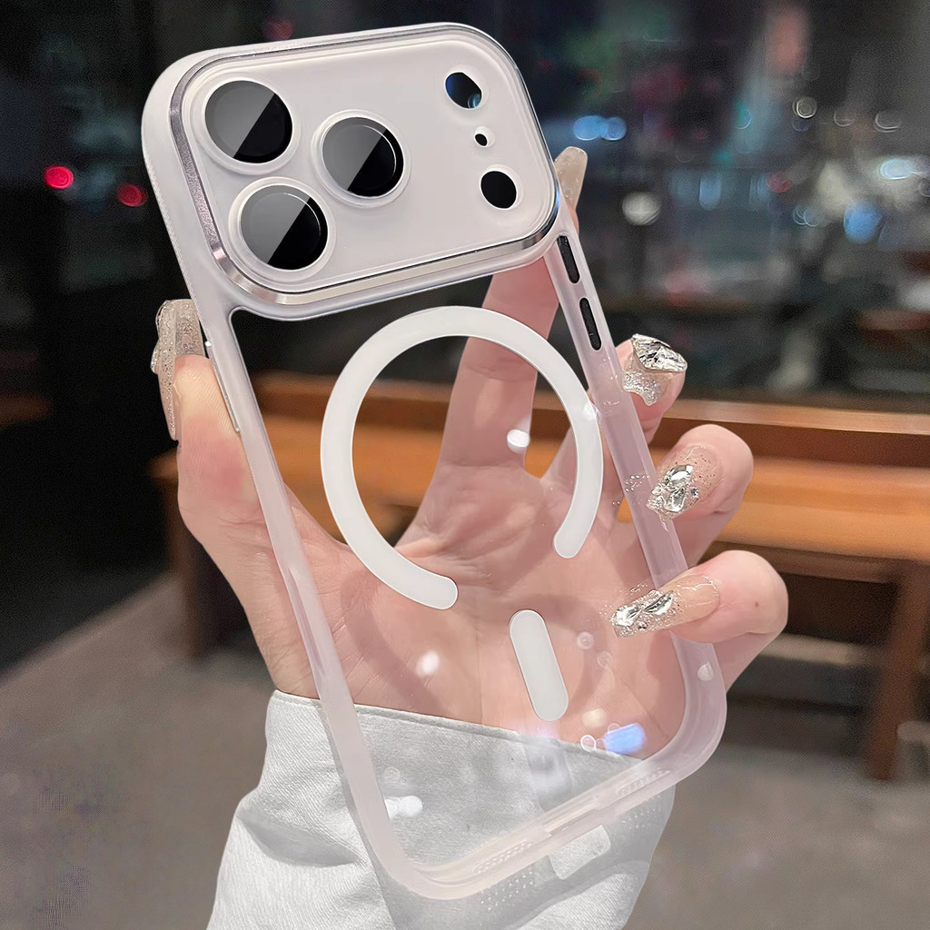 เคสซิลิโคนโปร่งใสแม่เหล็กสุดหรูสำหรับ iPhone 17 Pro 16 15 Pro Max พร้อมที่ป้องกันเลนส์และเคสกันกระแทก
