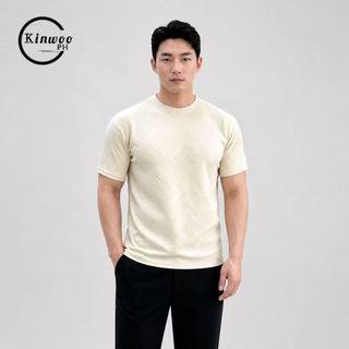 Kinwoo Men’s Textured Casual T-Shirt | Round Neck Short Sleeve | Everyday Fashion Tee T634