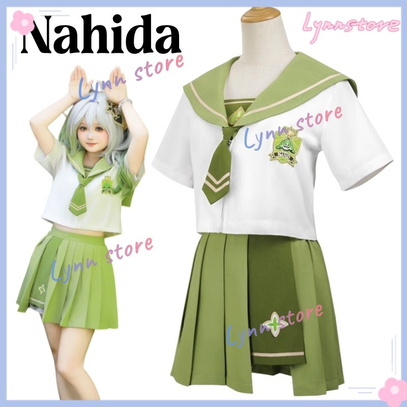 NAHIDA คอสเพลย์เครื่องแต่งกาย NAHIDA JK กระโปรงเครื่องแบบวิกผมชุดอะนิเมะ Roleplay ชุด