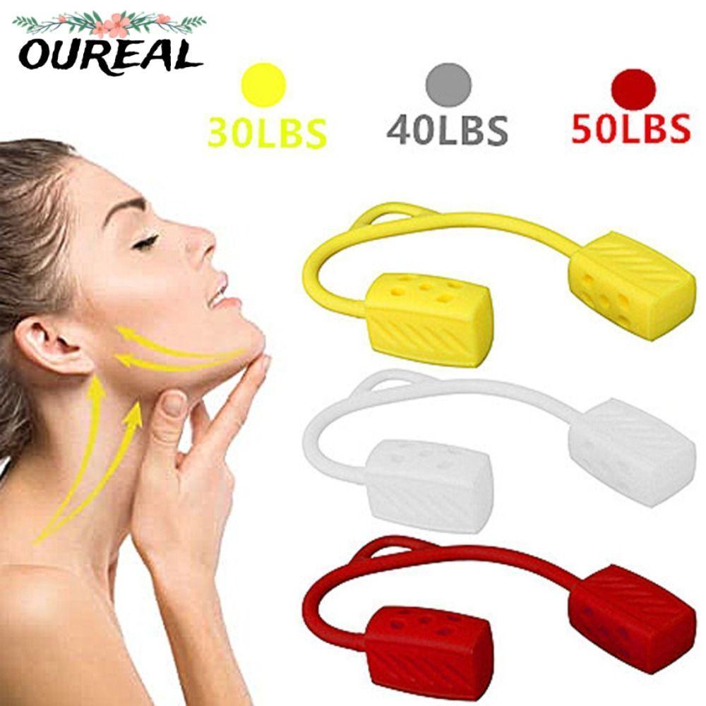 OUREAL Jaw Exerciser, ซิลิกาเจลเกรดอาหาร Jawline Exerciser คอ Toning, ความงามอัพเกรด 30/40/50lbs กล้