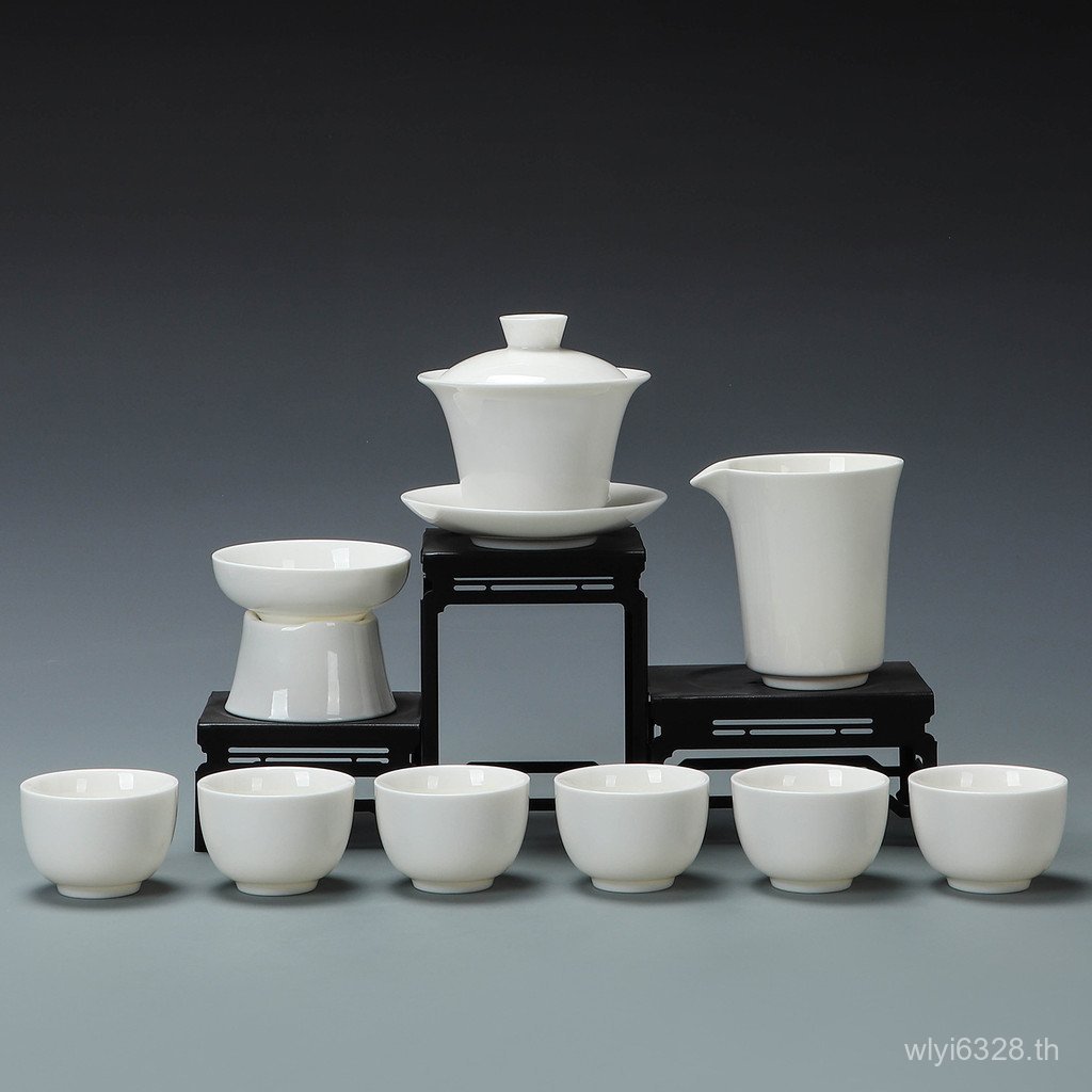 Ke ชุดชา Suet Jade กิจกรรม Porcelain Suspension เปิด Shop Kung Fu บริษัท Sancai ชุด Gaiwan โลโก้มือข